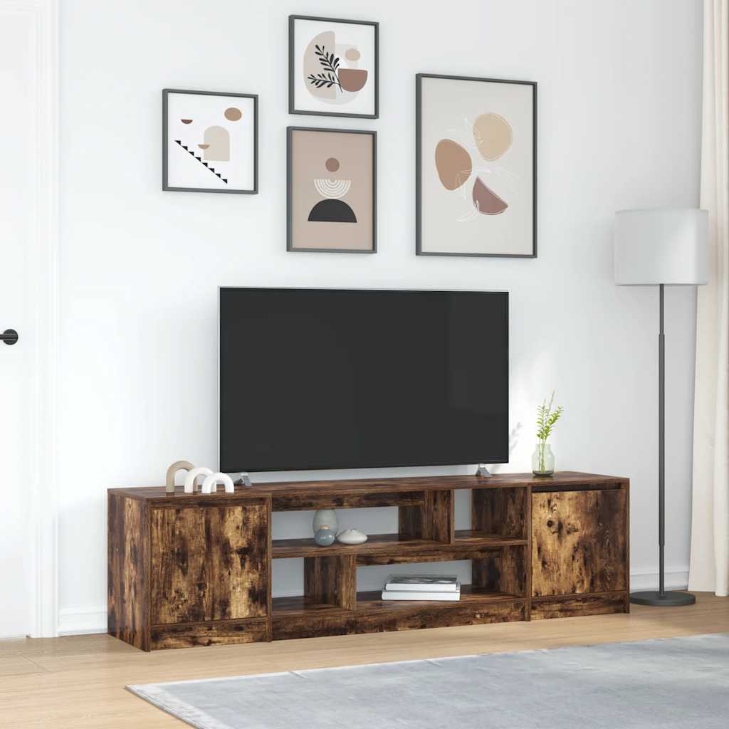 Mobile Porta TV Rovere Fumo 188,5x41x50 cm in Legno Multistrato - homemem39