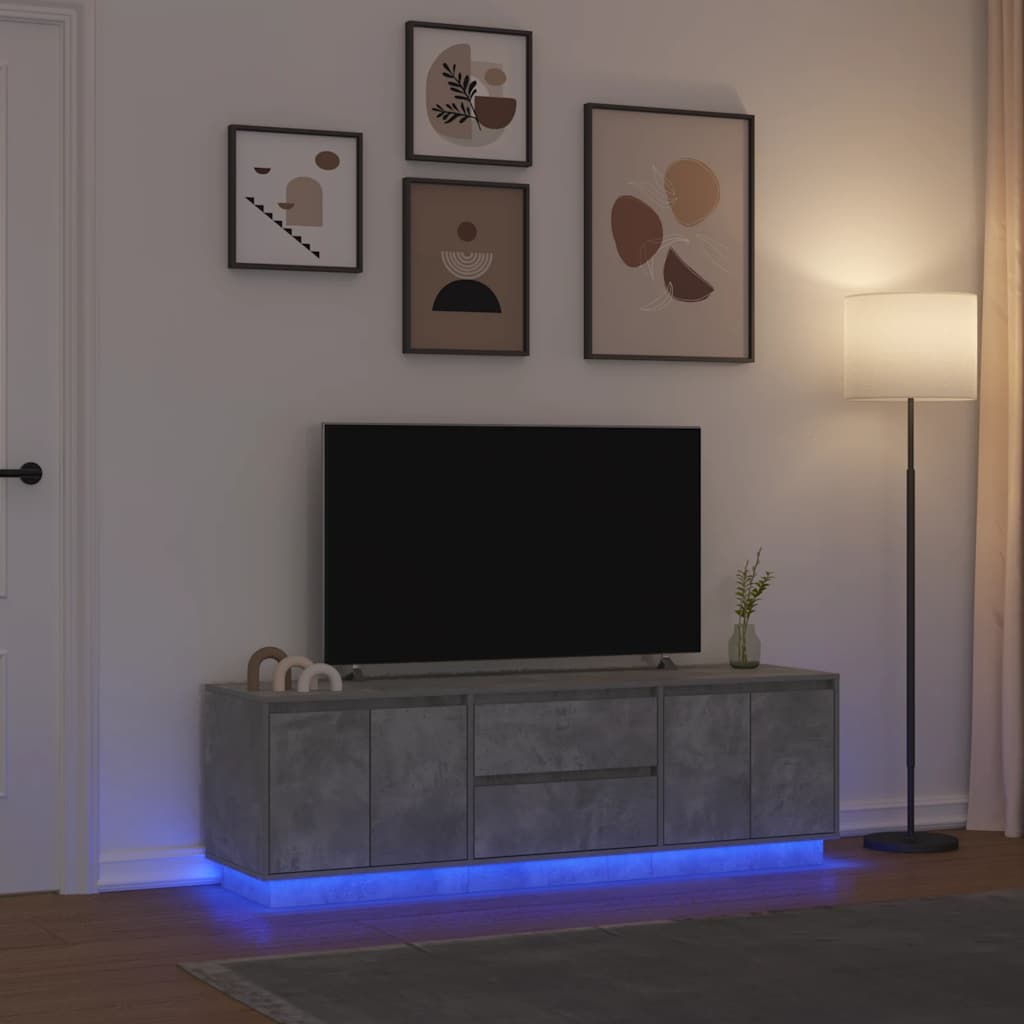 Mobile Porta TV con Luci LED Grigio Cemento 160,5x41x50 cm - homemem39