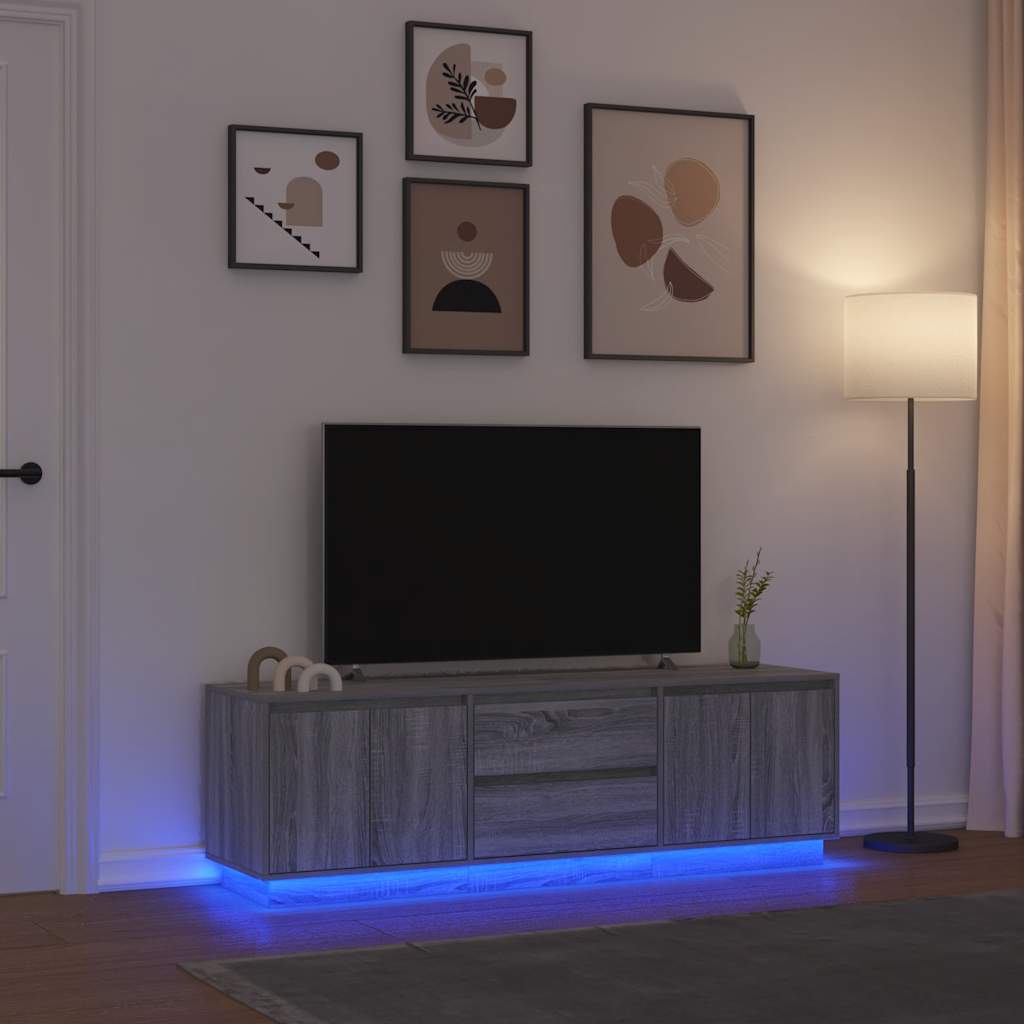 Mobile Porta TV con Luci LED Grigio Sonoma 160,5x41x50 cm - homemem39