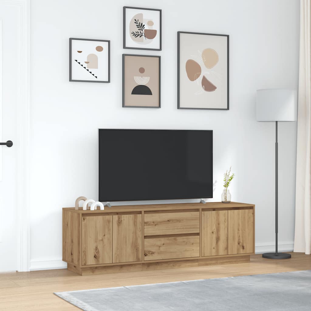 Mobile Porta TV con Luci LED Rovere Artigianale 160,5x41x50 cm - homemem39