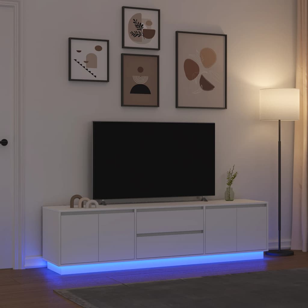 Mobile Porta TV con Luci LED Bianco 193,5x41x50 cm - homemem39