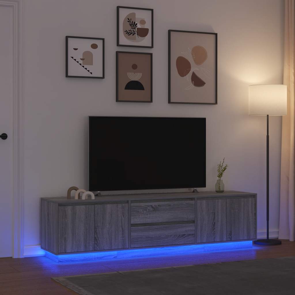 Mobile Porta TV con Luci LED Grigio Sonoma 193,5x41x50 cm - homemem39