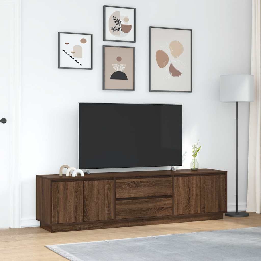 Mobile Porta TV con Luci LED Rovere Marrone 193,5x41x50 cm - homemem39