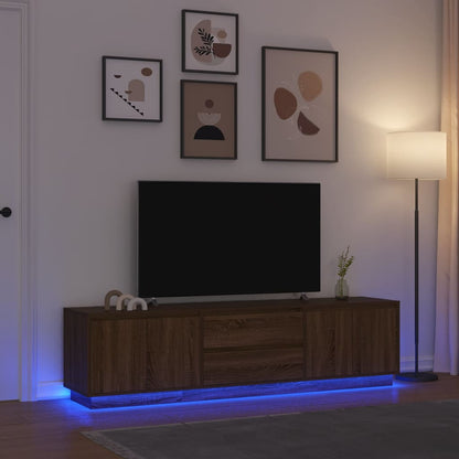 Mobile Porta TV con Luci LED Rovere Marrone 193,5x41x50 cm - homemem39