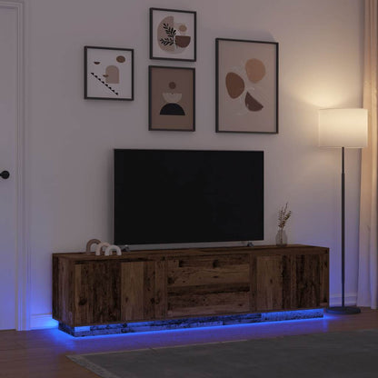 Mobile Porta TV con Luci LED Legno Antico 193,5x41x50 cm - homemem39