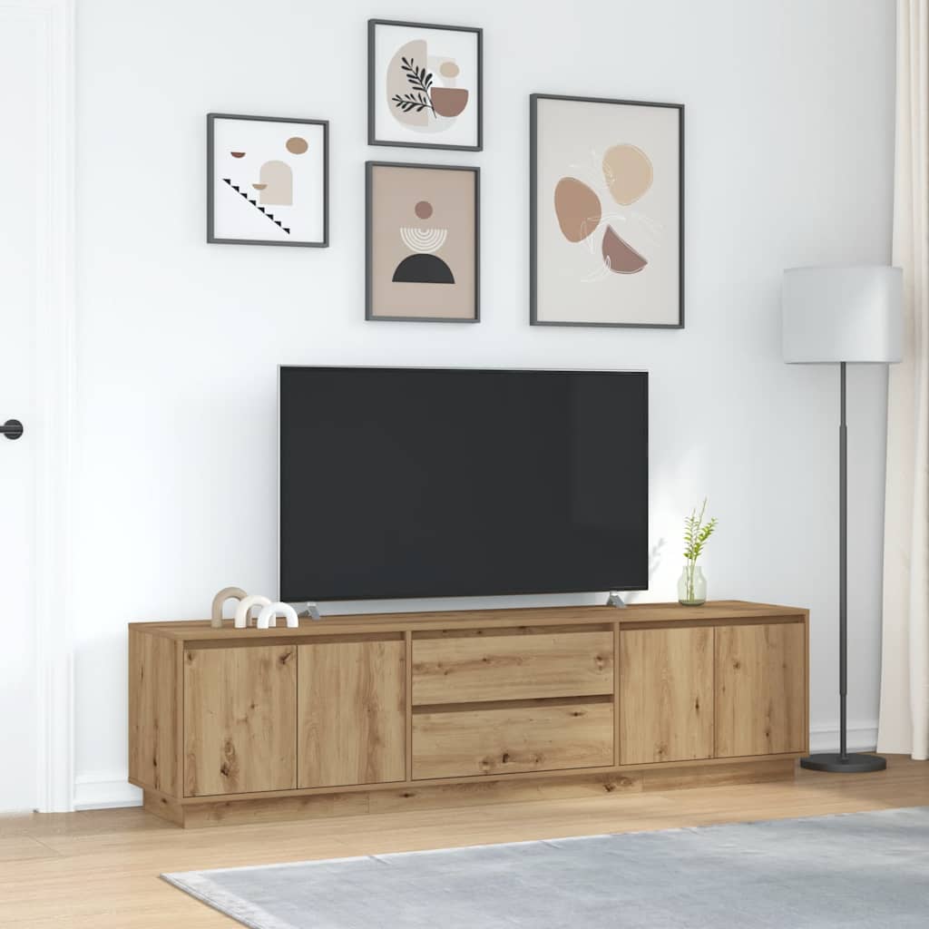 Mobile Porta TV con Luci LED Rovere Artigianale 193,5x41x50 cm - homemem39