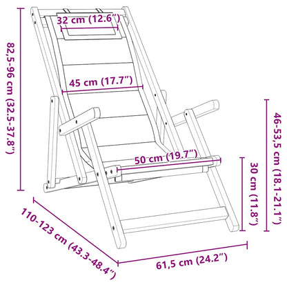 Sedia da Spiaggia Pieghevole Braccioli Legno Acacia&Textilene - homemem39