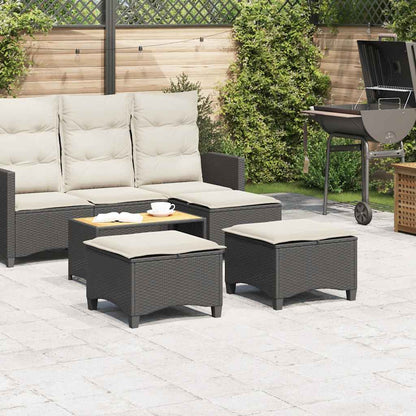 Sgabelli Giardino con Cuscini 2 pz Nero 55x55x36 cm Polyrattan