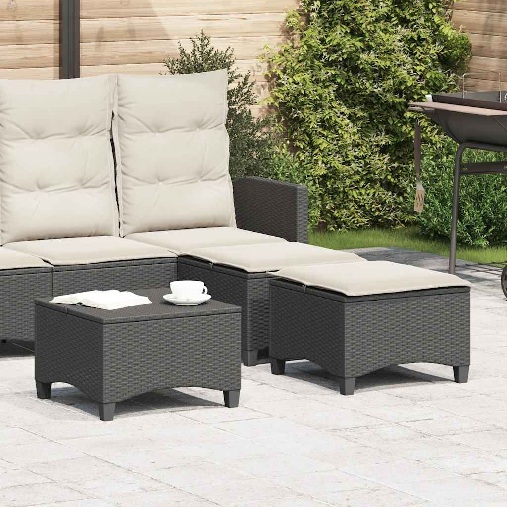 Sgabelli Giardino con Cuscini 2 pz Nero 55x55x36 cm Polyrattan