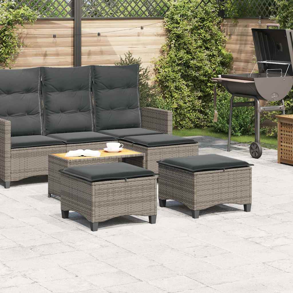 Sgabelli Giardino con Cuscini 2 pz Grigio 55x55x36cm Polyrattan