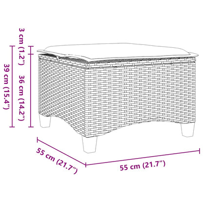 Sgabelli Giardino con Cuscini 2 pz Grigio 55x55x36cm Polyrattan