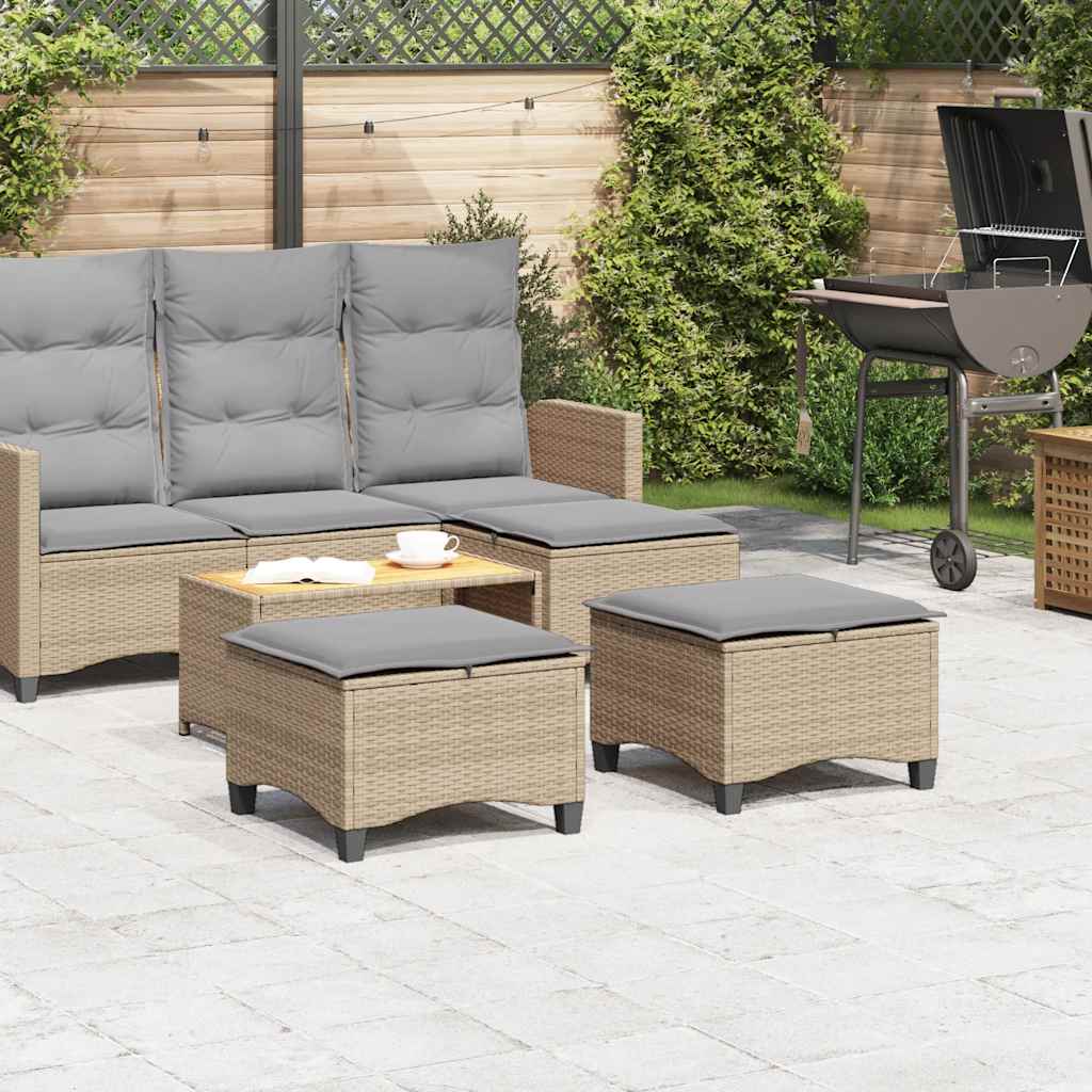 Sgabelli Giardino con Cuscini 4pz Beige 55x55x36 cm Polyrattan - homemem39