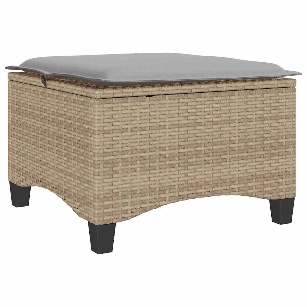 Sgabelli Giardino con Cuscini 4pz Beige 55x55x36 cm Polyrattan