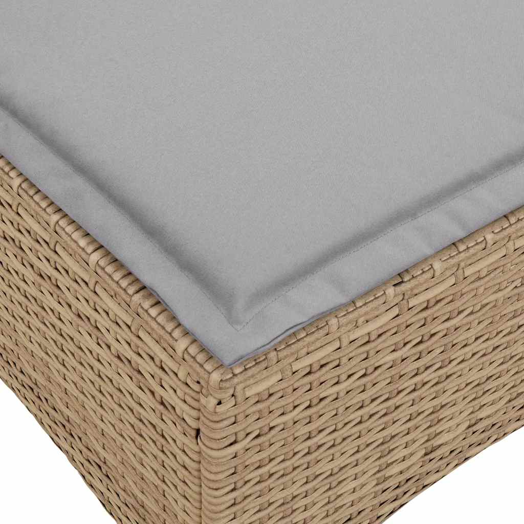 Sgabelli Giardino con Cuscini 4pz Beige 55x55x36 cm Polyrattan