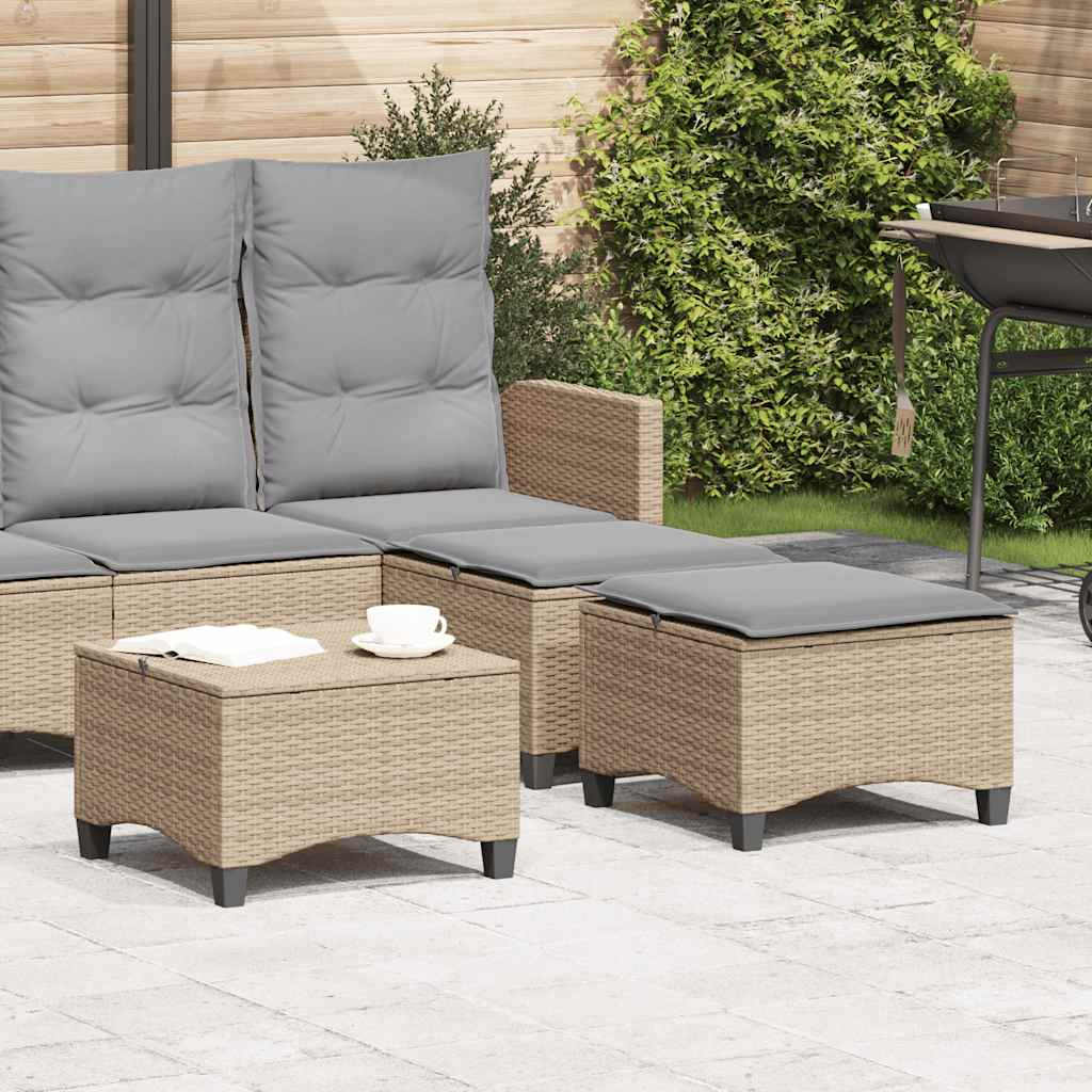 Sgabelli Giardino con Cuscini 4pz Beige 55x55x36 cm Polyrattan - homemem39