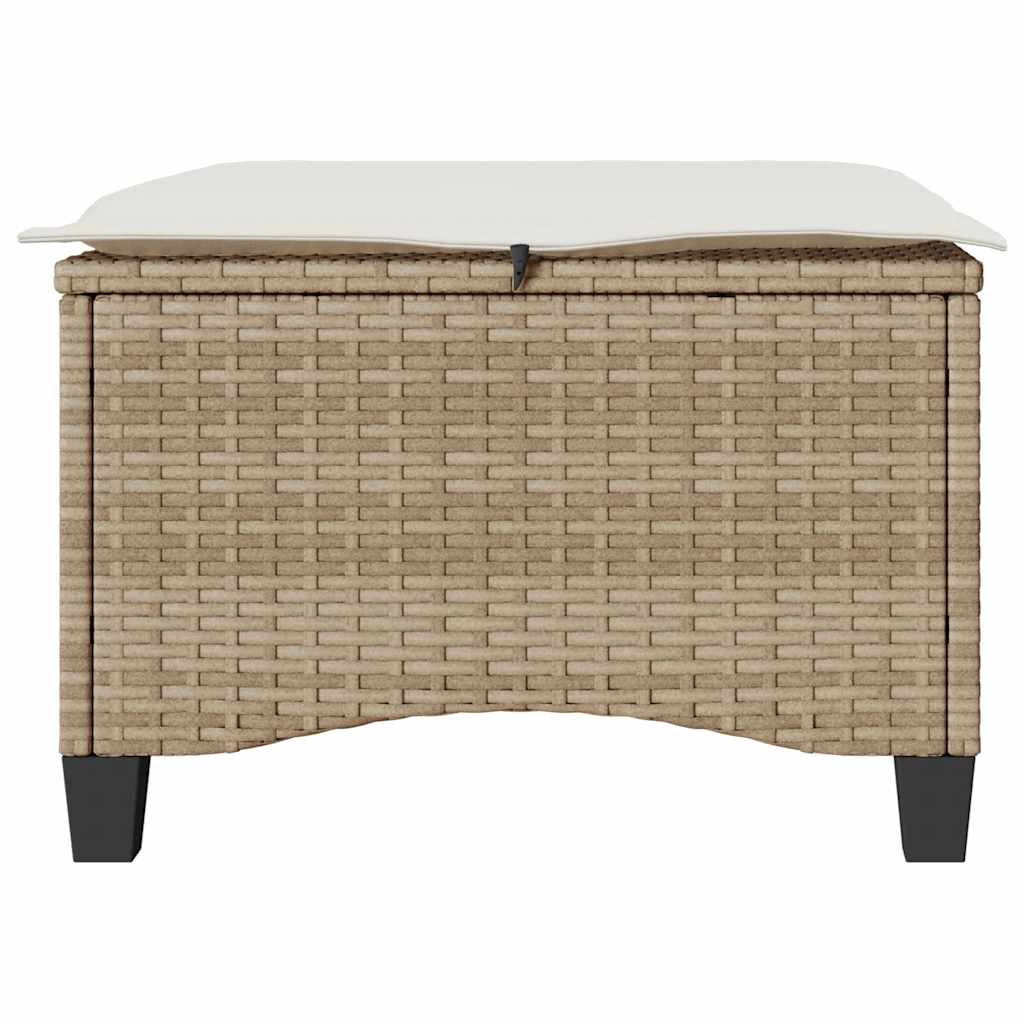 Sgabelli Giardino con Cuscini 4pz Beige 55x55x36 cm Polyrattan