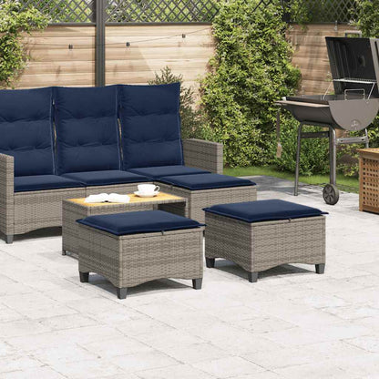 Sgabelli Giardino con Cuscini 2 pz Grigio 55x55x36cm Polyrattan