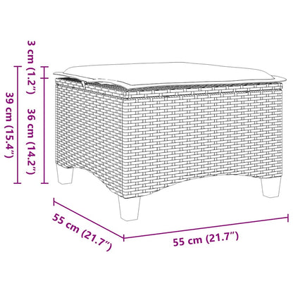 Sgabelli Giardino con Cuscini 2 pz Grigio 55x55x36cm Polyrattan