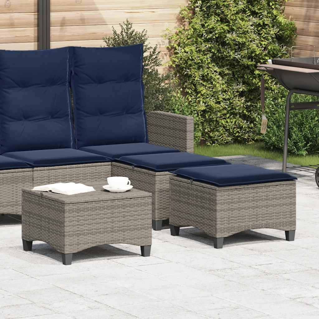 Sgabelli Giardino con Cuscini 2 pz Grigio 55x55x36cm Polyrattan