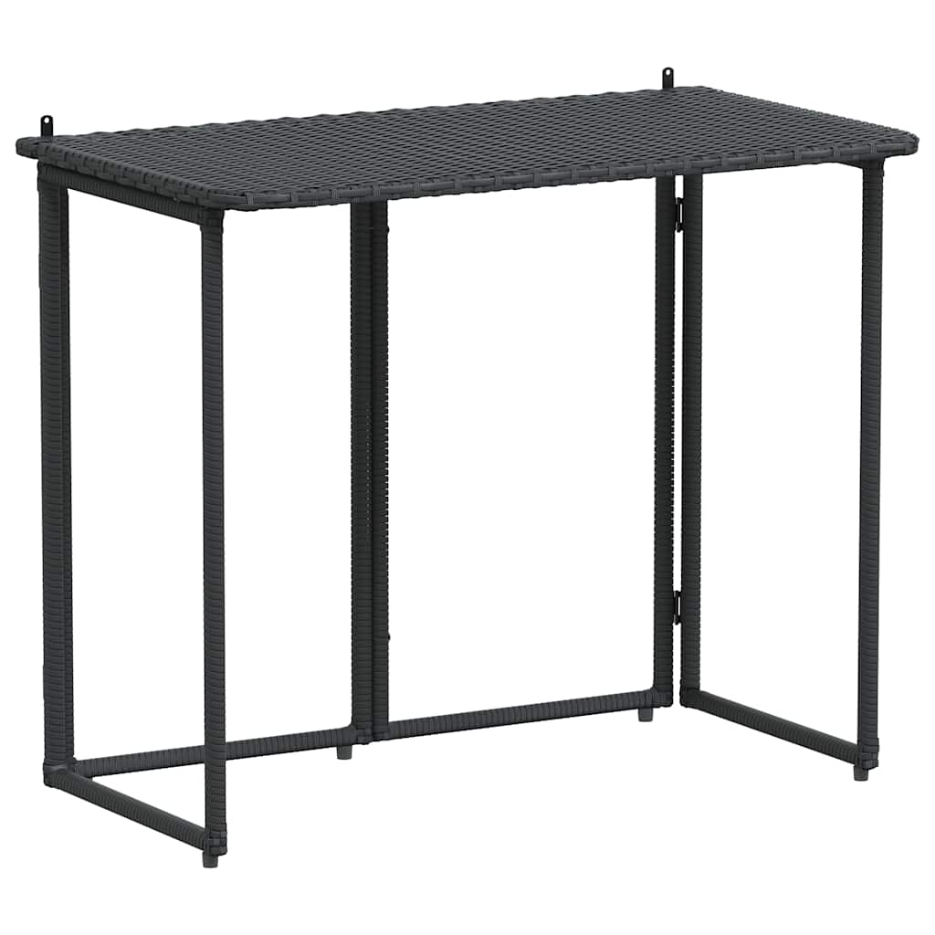 Tavolo da Giardino Pieghevole Nero 90x51x75 cm in Polyrattan - homemem39