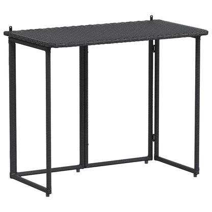 Tavolo da Giardino Pieghevole Nero 90x51x75 cm in Polyrattan