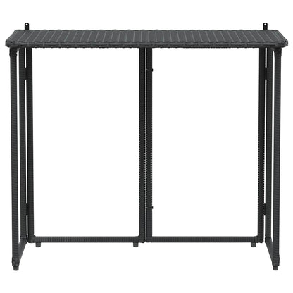 Tavolo da Giardino Pieghevole Nero 90x51x75 cm in Polyrattan