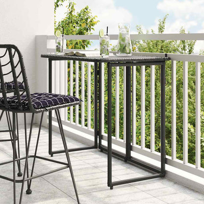 Tavolo da Giardino Pieghevole Nero 90x51x75 cm in Polyrattan - homemem39