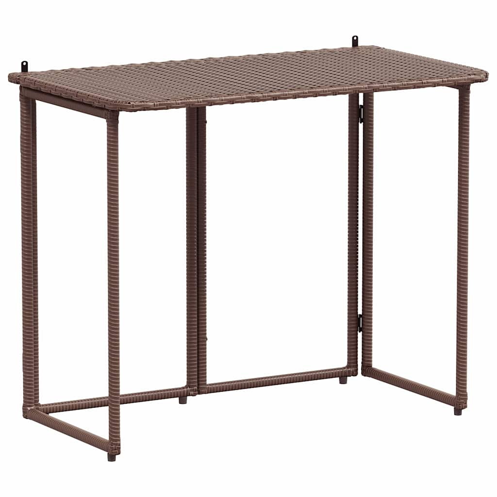 Tavolo Pieghevole da Giardino Marrone 90x51x75 cm Polyrattan - homemem39