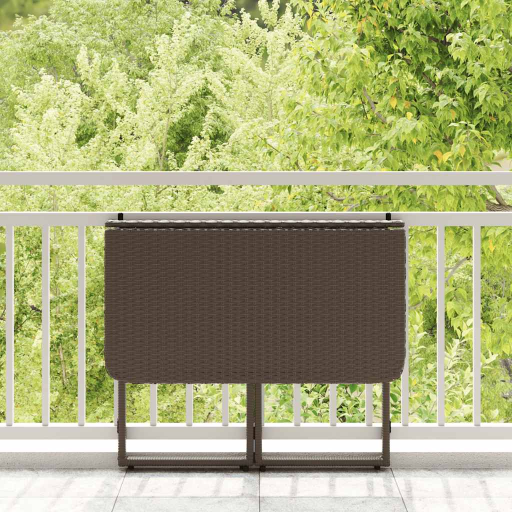 Tavolo Pieghevole da Giardino Marrone 90x51x75 cm Polyrattan - homemem39