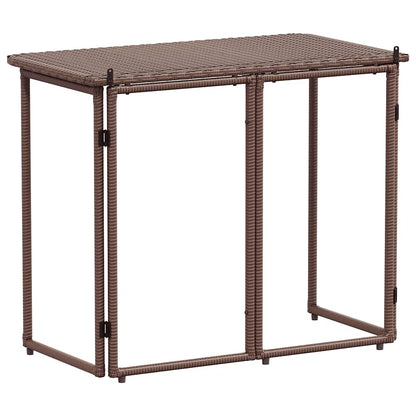 Tavolo Pieghevole da Giardino Marrone 90x51x75 cm Polyrattan