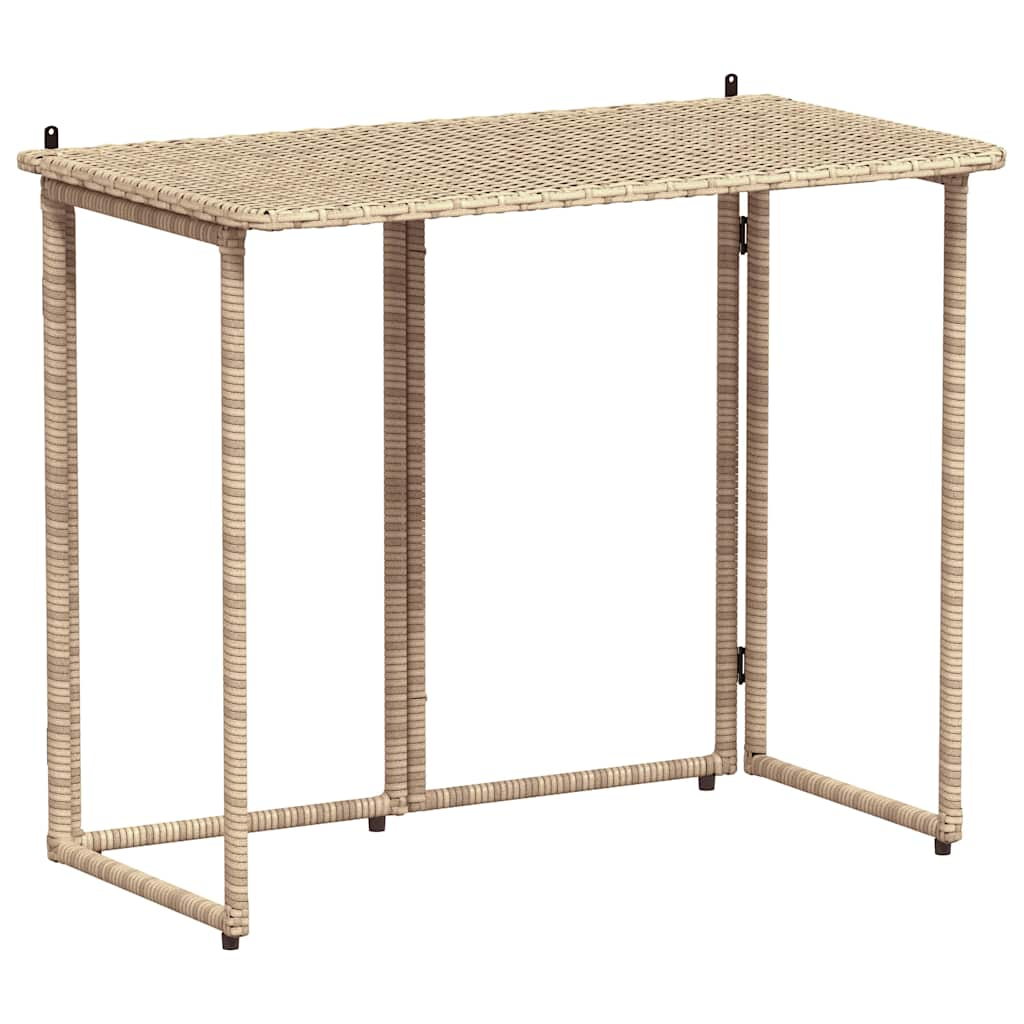 Tavolino da Giardino Pieghevole Beige 90x51x75 cm in Polyrattan - homemem39