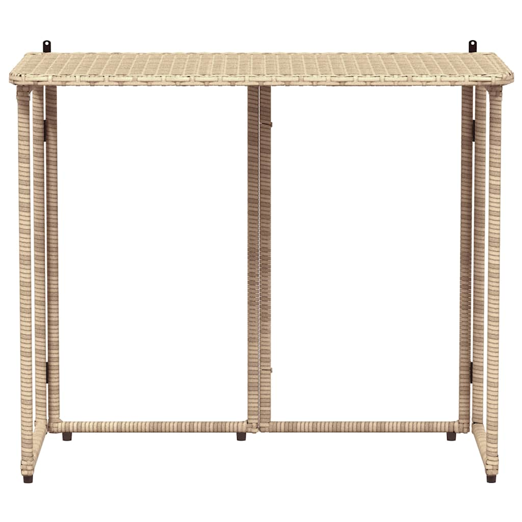 Tavolino da Giardino Pieghevole Beige 90x51x75 cm in Polyrattan