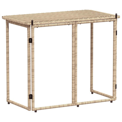 Tavolino da Giardino Pieghevole Beige 90x51x75 cm in Polyrattan