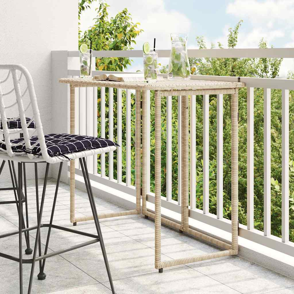 Tavolino da Giardino Pieghevole Beige 90x51x75 cm in Polyrattan - homemem39