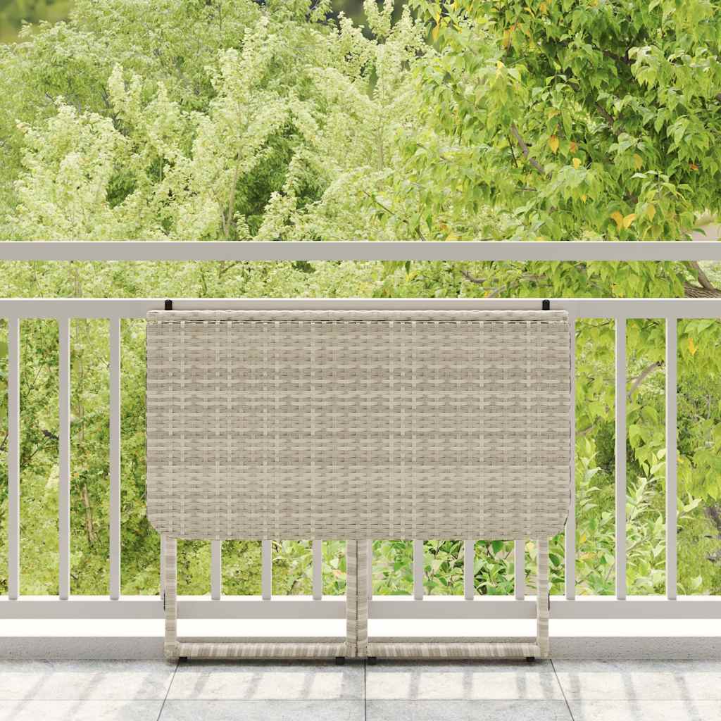 Tavolo Giardino Pieghevole Grigio Chiaro 90x51x75 cm Polyrattan - homemem39