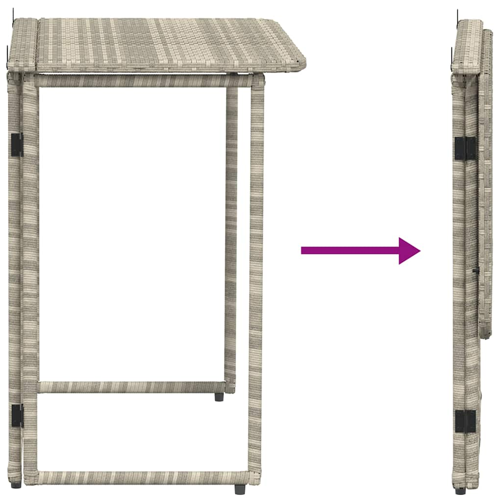 Tavolo Giardino Pieghevole Grigio Chiaro 90x51x75 cm Polyrattan - homemem39