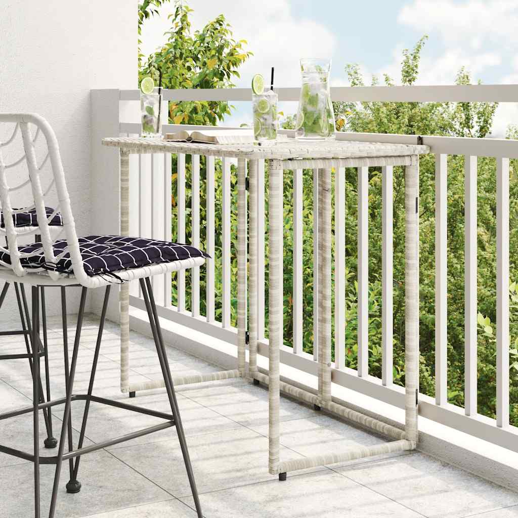 Tavolo Giardino Pieghevole Grigio Chiaro 90x51x75 cm Polyrattan - homemem39