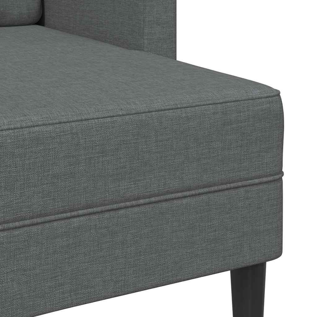 Divano 2 Posti con Chaise a L Grigio Scuro 125 cm in Tessuto