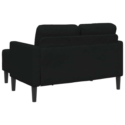 Divano 2 Posti con Chaise longue a L Nera 125 cm in Tessuto - homemem39