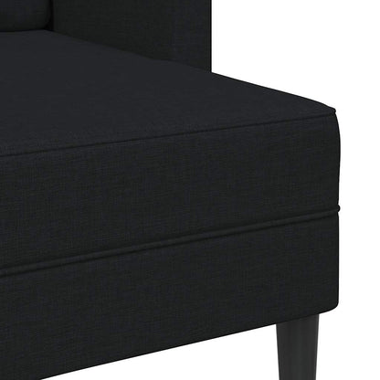 Divano 2 Posti con Chaise longue a L Nera 125 cm in Tessuto