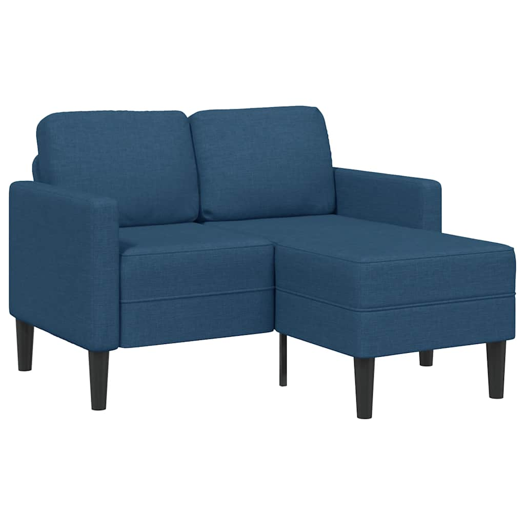 Divano 2 Posti con Chaise longue a L Blu 125 cm in Tessuto - homemem39