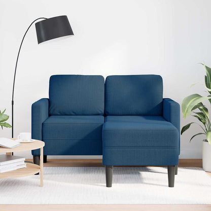 Divano 2 Posti con Chaise longue a L Blu 125 cm in Tessuto