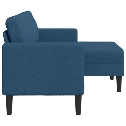 Divano 2 Posti con Chaise longue a L Blu 125 cm in Tessuto - homemem39