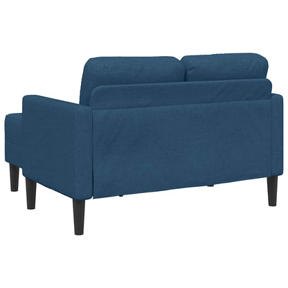 Divano 2 Posti con Chaise longue a L Blu 125 cm in Tessuto