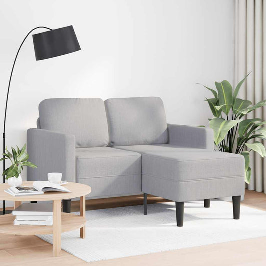 Divano 2 Posti con Chaise a L Grigio Nuvola 125 cm in Tessuto