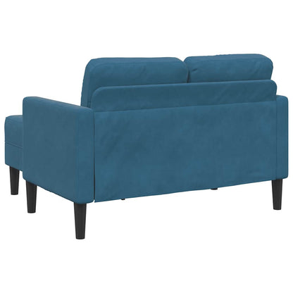 Divano 2 Posti con Chaise longue a L Blu 125 cm in Velluto - homemem39