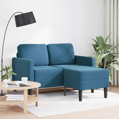 Divano 2 Posti con Chaise longue a L Blu 125 cm in Velluto - homemem39