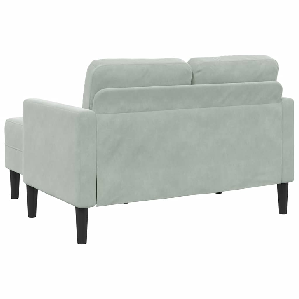 Divano 2 Posti con Chaise a L Grigio Chiaro 125 cm in Velluto - homemem39