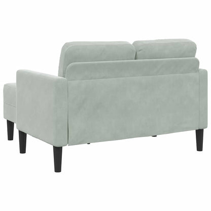 Divano 2 Posti con Chaise a L Grigio Chiaro 125 cm in Velluto