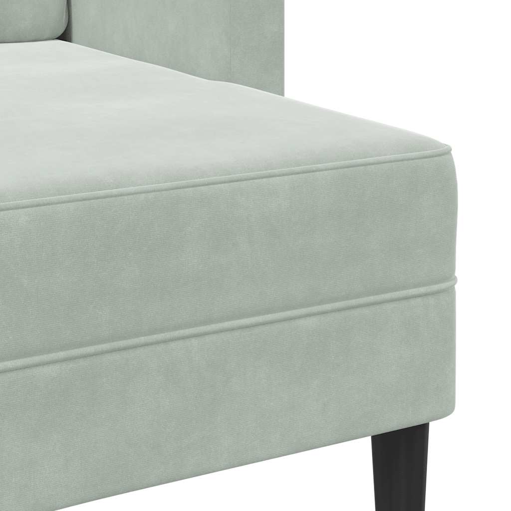 Divano 2 Posti con Chaise a L Grigio Chiaro 125 cm in Velluto